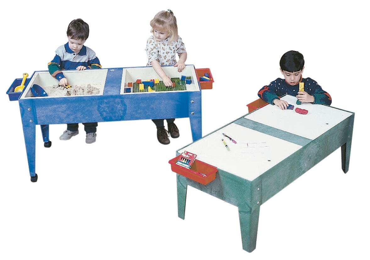 Childbrite Youth Double Mite Standard Activity Table with Casters, 46 x 21 x 24 inches H, Green, Item Number 368196